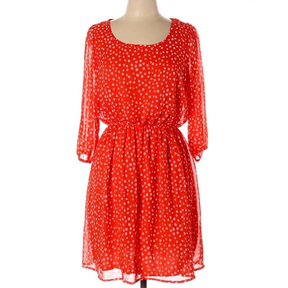 Polka Dot Dress - Orange & White 🍊 Peace Love Cream Large